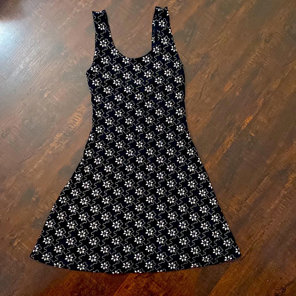 black and white flowered mini dress